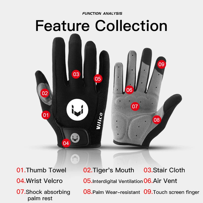 MTB Bike Sports Cycling Gloves Full Finger Men Women Running Fitness Gym Spring Summer Riding Motorcycle Gloves