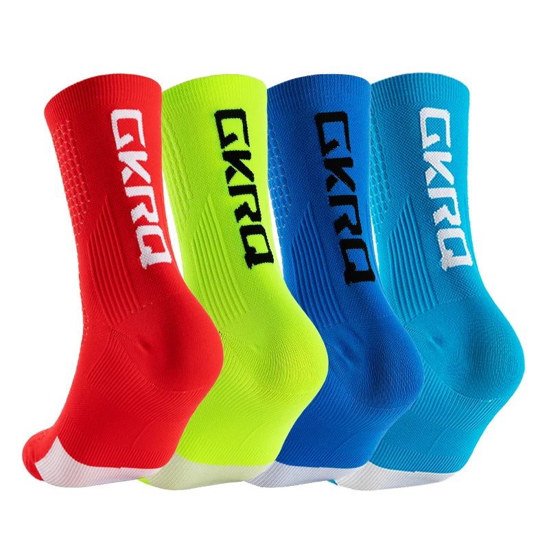 GKRQ 4pairs 2023 New Cycling Socks Bike Nurse Compression Road Bike Running Mtb Knee-high White Sports Funny Brand Black