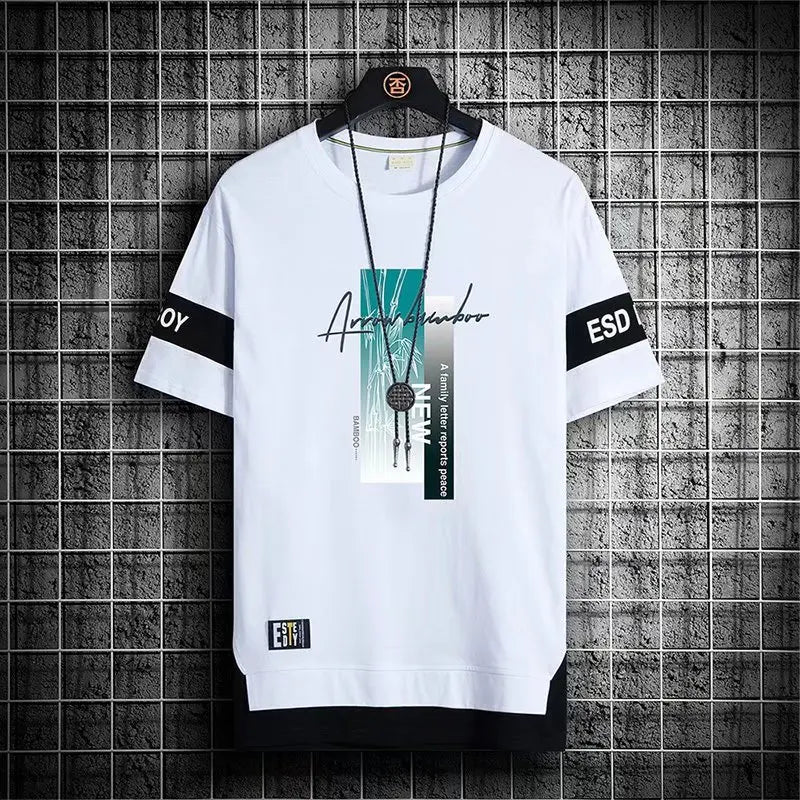 2024 New Men's T Shirts Korean Fashion Summer Short Sleeve Print T Shirts Men Casual Harajuku Men Clothing Graphics T Shirts Men