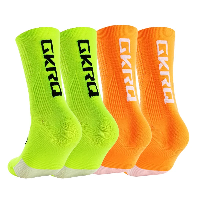 GKRQ 4pairs 2023 New Cycling Socks Bike Nurse Compression Road Bike Running Mtb Knee-high White Sports Funny Brand Black