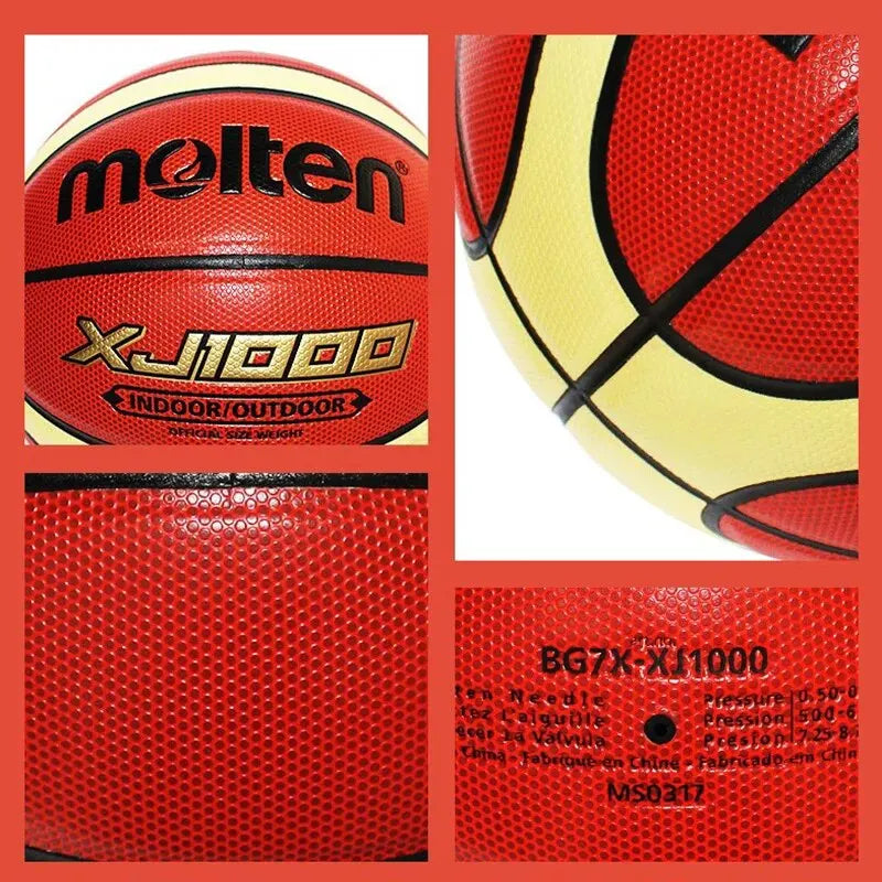 Molten XJ1000 Basketball Ball Size 7/6/5 PU Leather Material for Outdoor Indoor Match Training Men Women Teenager Baloncesto